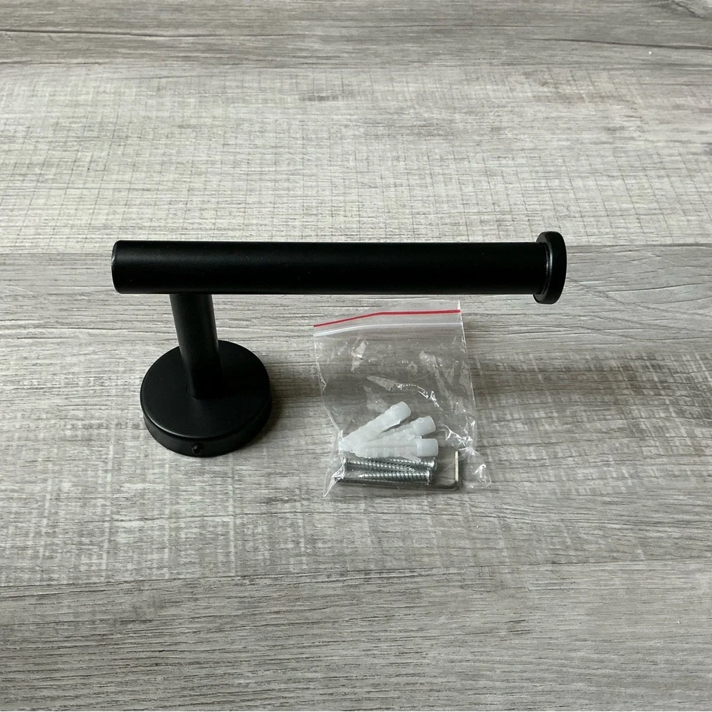 Matte Black Stainless Steel Wall-Mounted Toilet Paper Holder